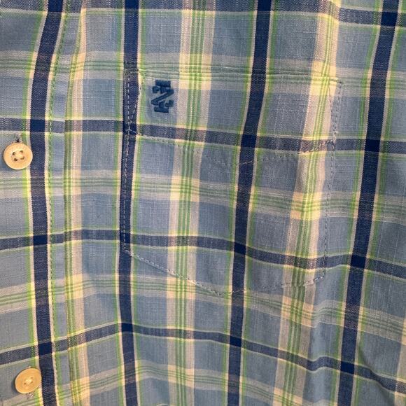 IZOD Shirt Kids Blue/Yellow Striped M Collared Button Down - Picture 4 of 5